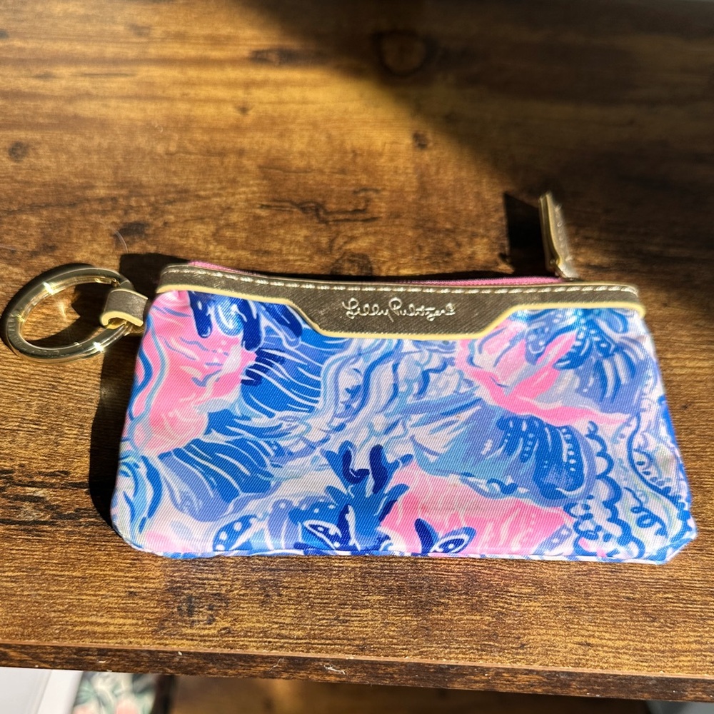 Lilly Pulitzer Pink and Blue Patterned Keychain Pouch